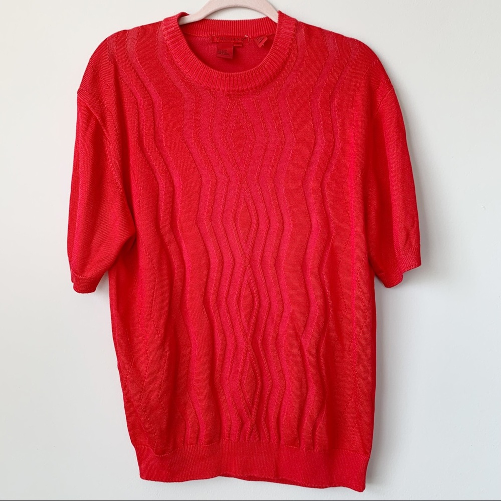 Tulliano Red Short Sleeve Sweater Pattern Size Medium